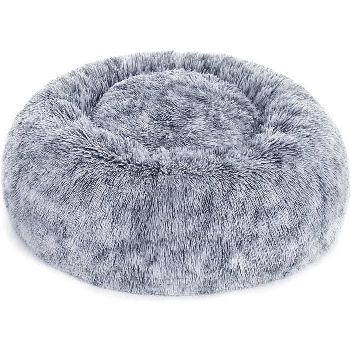 Feandrea Fluffy Donut Dog Cat Bed Washable Round Cushion with Removable Padding Non Slip Base 50 cm Grey 11