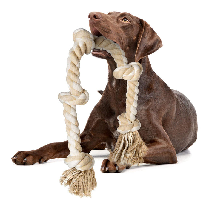 FidaDogRopeToyforLargeDogs 92cmNaturalCottonChewToyforTugofWar Pulling TeethCleaning