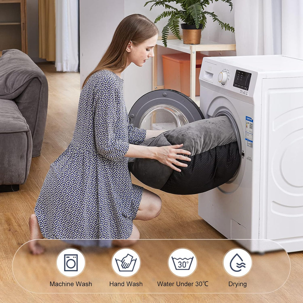 JOEJOY Dog Bed Medium Washable Rectangle Pet Bed with Plush Faux Fur 1