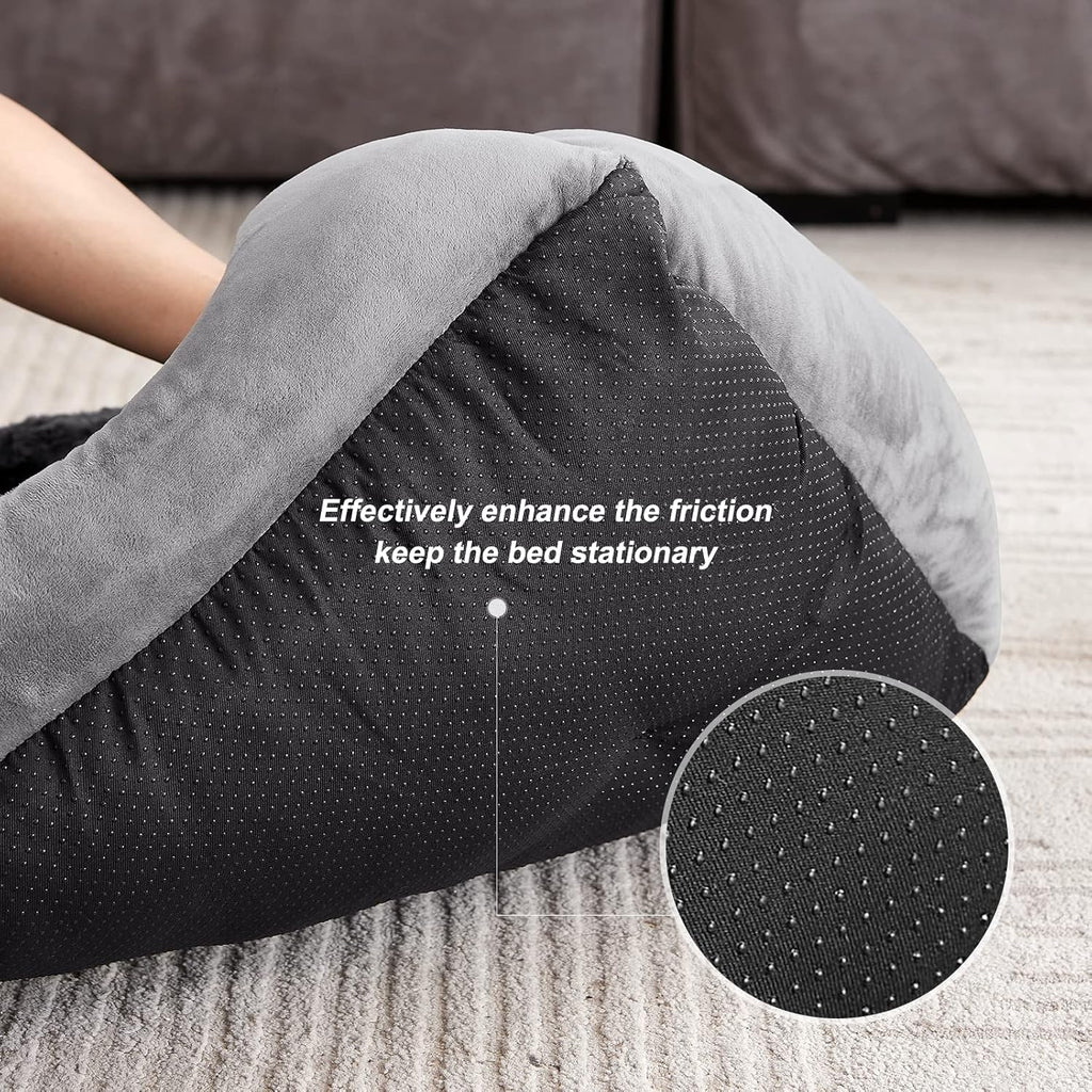 JOEJOY Dog Bed Medium Washable Rectangle Pet Bed with Plush Faux Fur 2